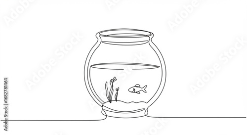 Fishbowl with goldfish and plant