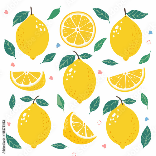 lemon collection clipping path lemon isolated white background big set fresh lemon fru
