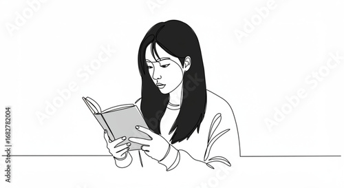 Young woman reading a book
