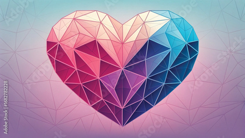 Geometric Heart with Pink and Blue Gradient love polygon