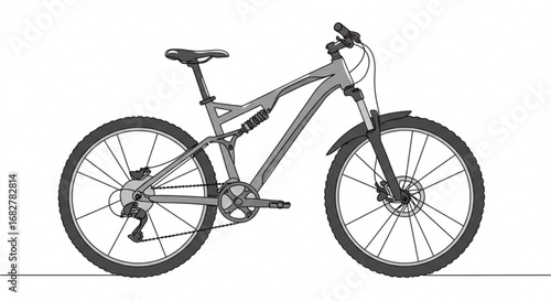 Modern mountain bike with full suspension