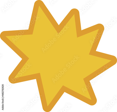 A simple yellow eight-pointed starburst graphic with a bold, darker yellow outline.