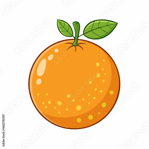 orange isolated white background orange clipping path orange with leaves ,vector illustration