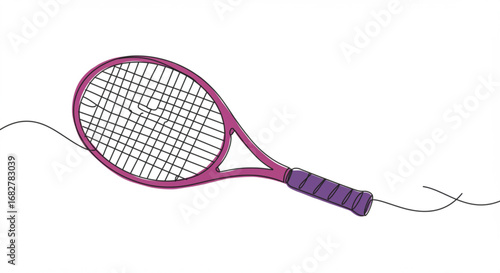 Pink tennis racket with purple grip