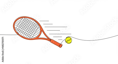 Tennis racket hitting ball illustration