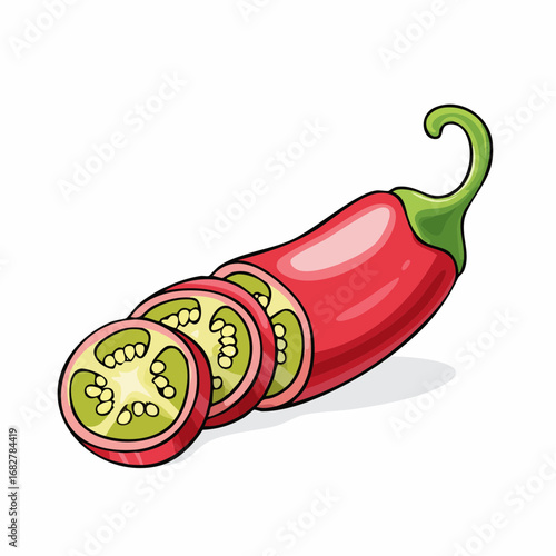 shili pepper isolated white background pepper cut into pieces clipping path ,vector svg