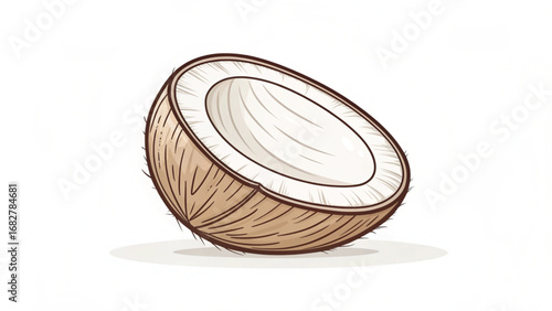 Half Coconut on White Background fruit tropical