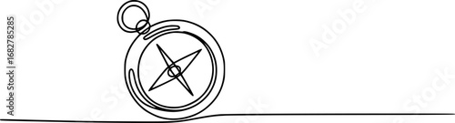 Minimalist line drawing of a compass with a ring navigation direction