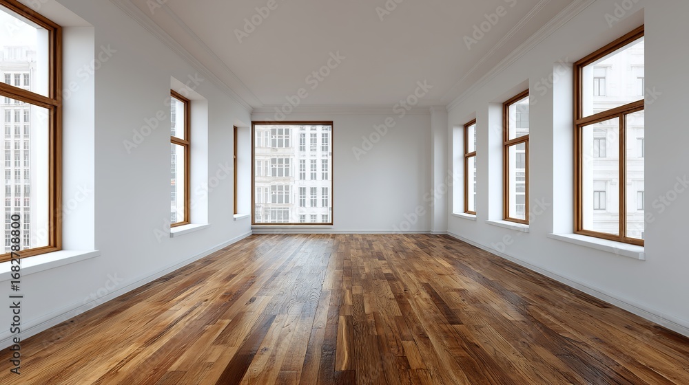 Fototapeta premium empty room with wooden floor