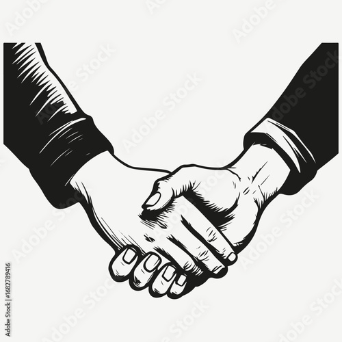 woman's handshake sketch illustration vector
