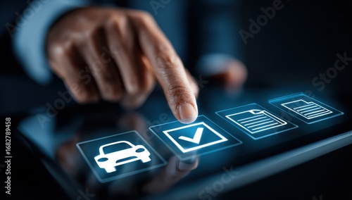 Person using digital tablet to check off items