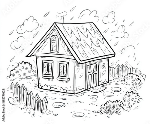Simple house with a garden ...