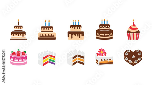 Diverse Cake Selection: A vibrant array of intricately decorated cakes, each a delicious masterpiece, arranged to entice any sweet tooth.