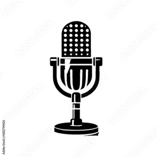 Classic Retro Studio Microphone Vector Illustration