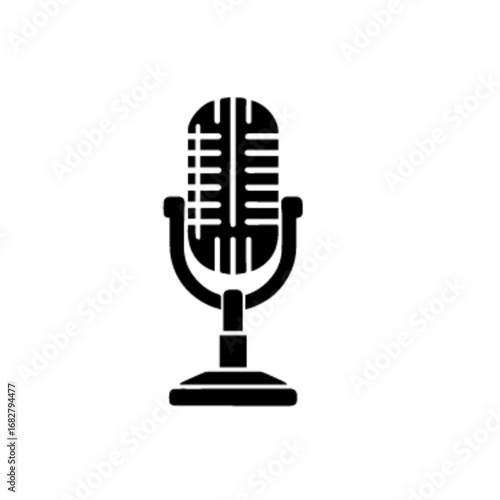 Vintage Retro Broadcast Microphone Vector Illustration