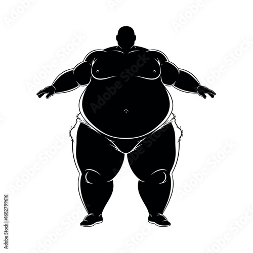 Vector illustration of silhouette of an obese man