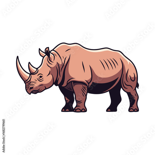 rhino on white background