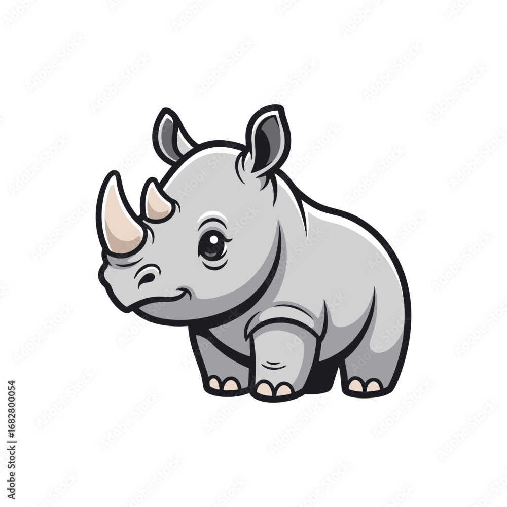 Naklejka premium Illustration of a baby rhino on a white background