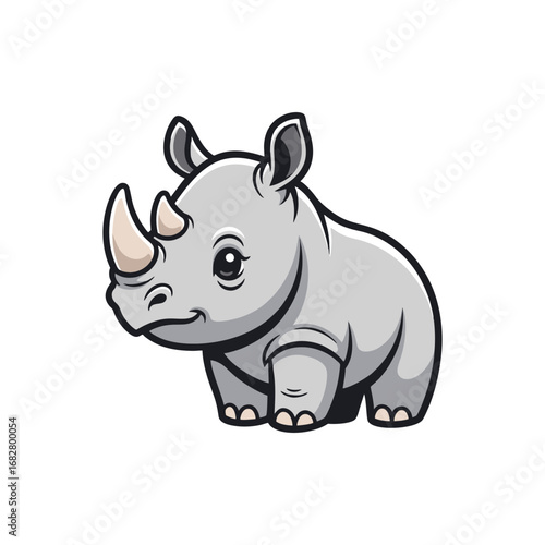 Illustration of a baby rhino on a white background