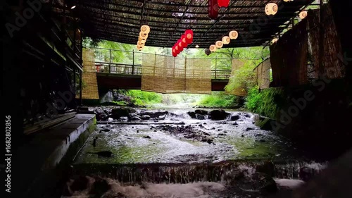 日本、京都,、比叡山、納涼床、鞍馬、貴船、山、絶景、景色、春の絶景、ポット、叡山電鉄、木造建築旅行、風景、旅、森,、自然、空,、春、木、写真素材