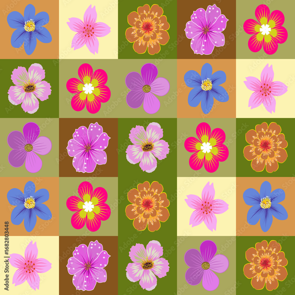Fototapeta premium Natural fabric seamless pattern white floral pattern on blue background as a pattern