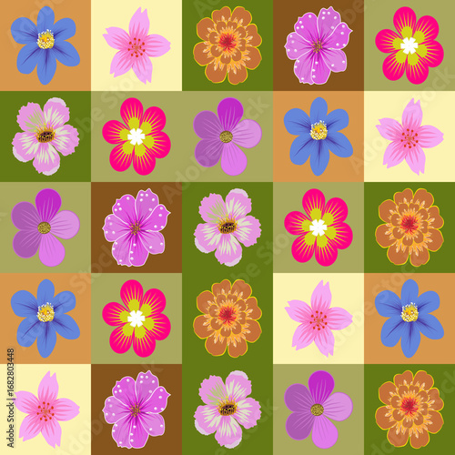 Natural fabric  seamless pattern white floral pattern on blue background as a pattern