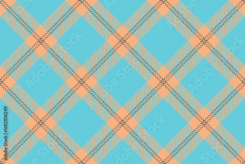 Vibrant teal and peach plaid pattern.  Perfect for textile design, fashion, websites, or branding.  This cheerful, geometric design evokes feelings of warmth and style.