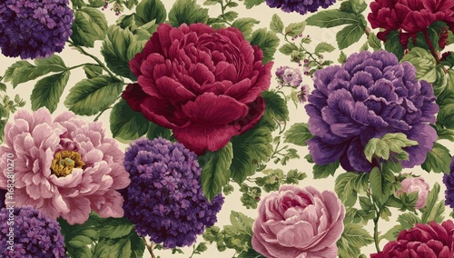 Floral fabric print, rich colors