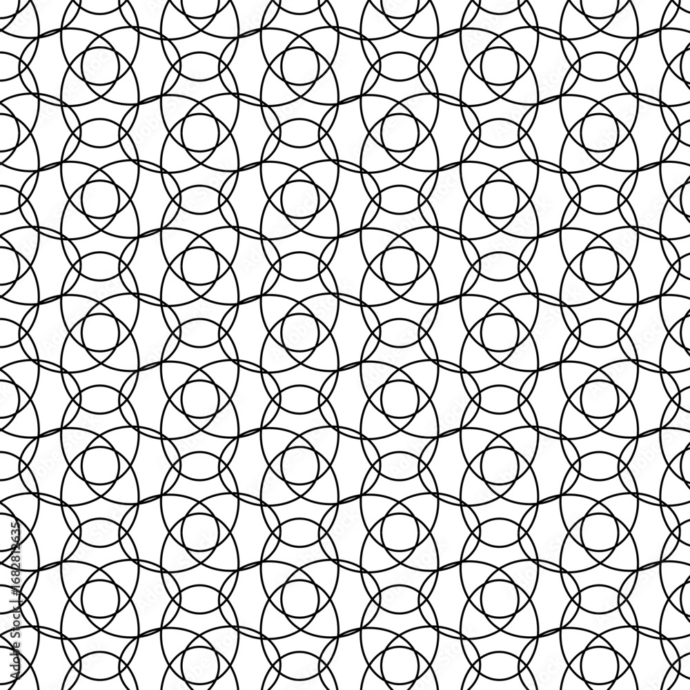Obraz premium overlapping abstract circle geometric seamless pattern line art