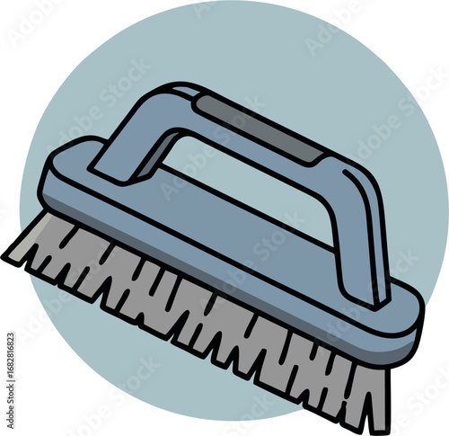 Blue brush with handle for cleaning