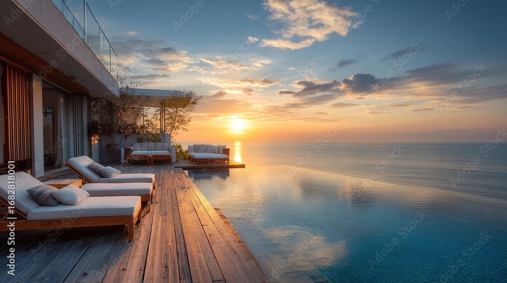 Naklejka premium sunset on the pier