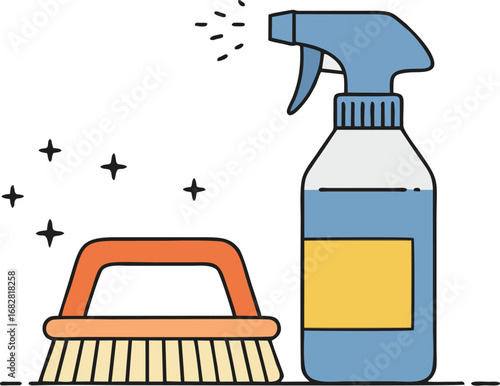 Cleaning supplies await to tackle mess