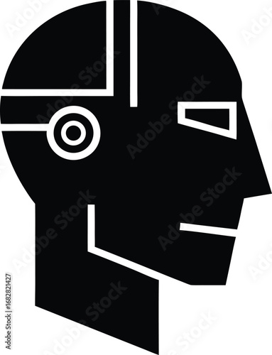 humanoid robot head silhouette icon