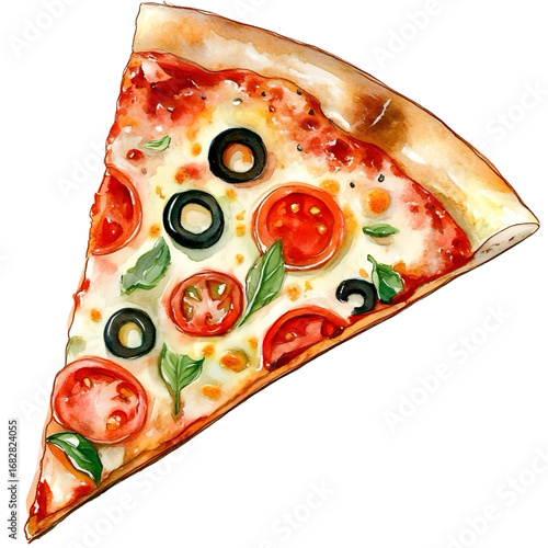 A piece of pizza, food