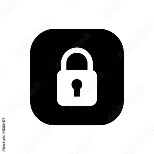 Modern minimalist lock icon for digital security and data protection, symbolizing privacy and restricted access in online systems and software applications