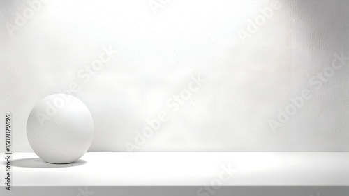 Minimal White Sphere on Sleek Shelf with Soft Lighting, Abstract 3D Geometric Object for Modern Interior Design and Product Branding
