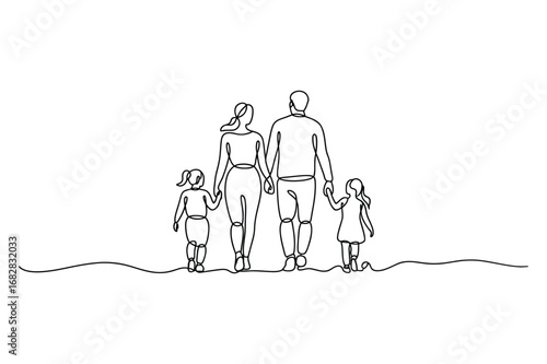 Family Minimal Line Illustration – Parenthood, Togetherness, Love Symbol