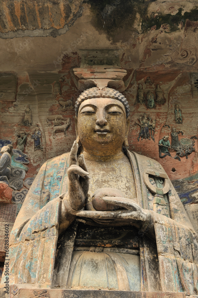 Fototapeta premium The Chongqing Dazu Rock Carvings in China are Chongqing's only UNESCO World Heritage Site.