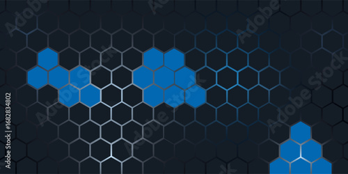 Hexagon technology dark blue honeycomb abstract background. eps10 vector