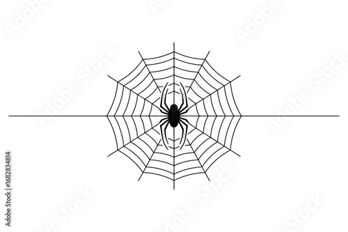 Continuous Line Art of Web Design | Editable Stroke Spider Symbol Vector