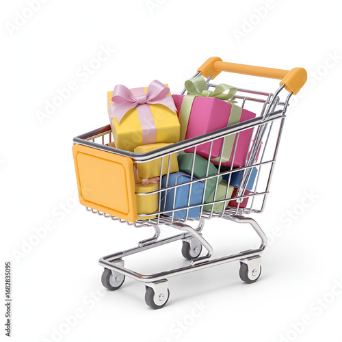 Colorful Presents in a Shopping Cart