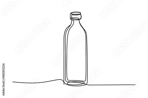 One Line Drawing of Glass Bottle | Minimalist Container Vector Illustration