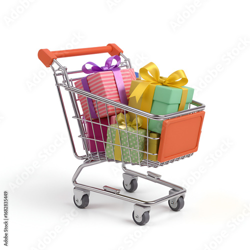 shopping cart full of gifts