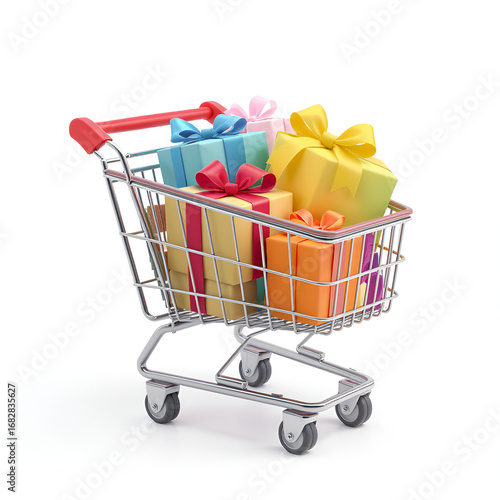 shopping cart full of groceries