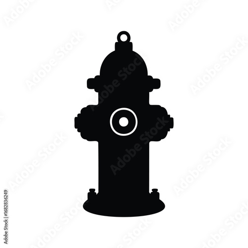 Simple graphic representation of fire hydrant for firefighting water supply, fire hydrant silhouette vector illustration