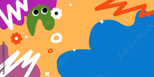 Fun childish hand drawn doodle design for kids and children background. Suitable for wallpaper and print