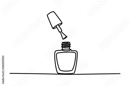 One Line Drawing of Nail Polish Bottle | Editable Stroke Beauty Vector