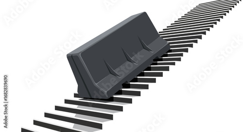 Concrete Barrier Obstacle on Staircase