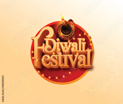 Diwali Celebration Poster with Oil Lamps and oil lamps representing traditional Diwali celebrations on a vibrant gradient background