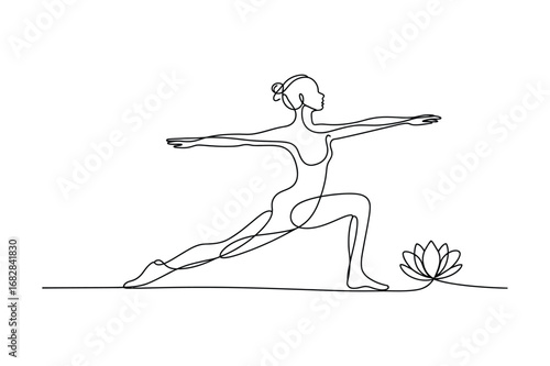 One Line Drawing of Woman in Yoga Pose | Editable Stroke Vector Illustration